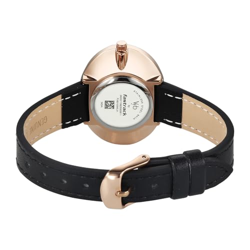 Fastrack Vyb Mirage Quartz Analog Black Dial Black Split Leather Strap Watch for Women - FV60103WL01W
