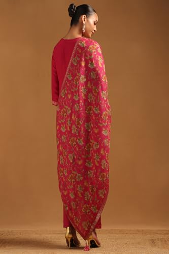 Soch Womens Onion Pink Dola Silk Zari Woven Suit Set With Sequin Details