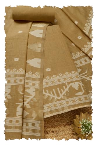 Soch Womens Mustard Chanderi Woven Design Unstitched Dress Material