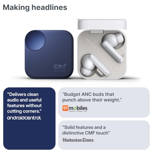 CMF by Nothing Buds 2 Plus with 50dB Hybrid ANC| Hi-Res + LDAC| Spatial Audio| 6HD Mic| 61.5Hrs Bluetooth in Ear Headset (Blue, in the Ear)