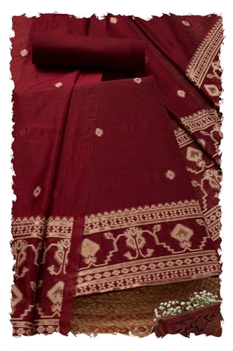 Soch Womens Maroon Chanderi Woven Design Unstitch Dress Material