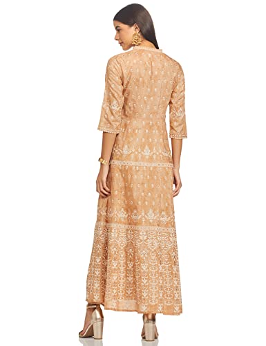 W for Woman Women's Polyester Regular Gown (20SKW14777-116298_Light Orange_10)