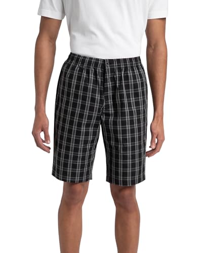 Jockey 9005 Men's Super Combed Mercerized Cotton Woven Fabric Regular Fit Checkered Bermuda with Side Pockets_Black_XL