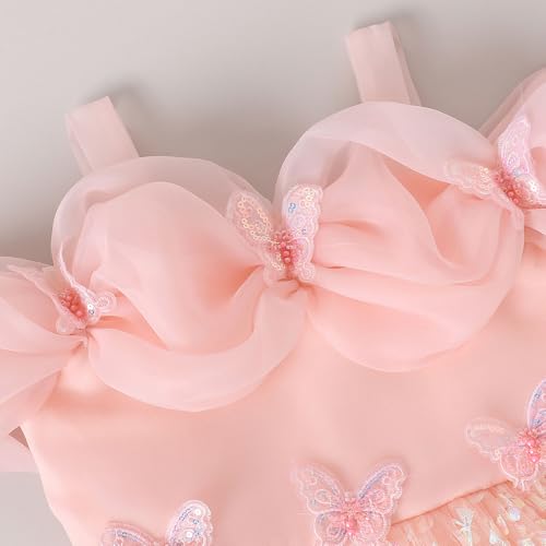 Hopscotch Girls Peach Short Sleeves Butterfly Applique Gown for Age (5-6 Years)