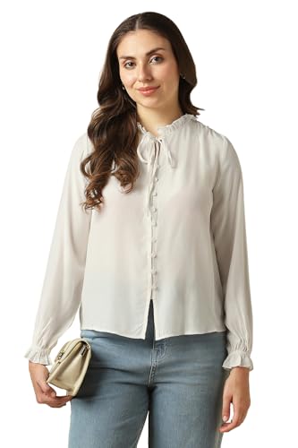 Women White Solid Casual Top