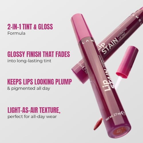 Lamel Hydrating Lip tint Stain -Temptation, lip tint, High-Shine Glossy Finish, Long-Lasting 8-Hour Wear, Lightweight Non-Sticky Lip Tint, Precision Applicator, Natural Tint Effect, lip tint gloss, 2.7 gm