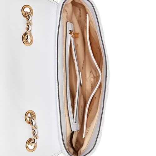 GUESS Women's White Quilted Crossbody Bag| Ladies Purse Handbags | Gift For Ladies