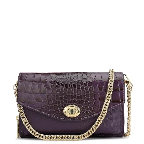 Da Milano Premium Leather Sling Wallet for Women | Multi Compartment Travel Wallet - Purple (10014A)