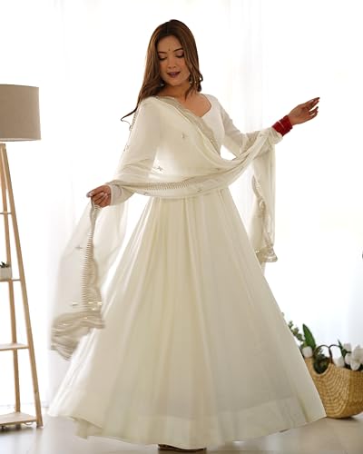 FUSIONIC Featuring Ethnic wear Gown Set White