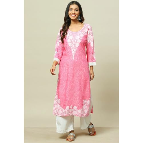 Rangriti Women Viscose Printed Kurta(RMMMARBLEL18147_Pink_M)
