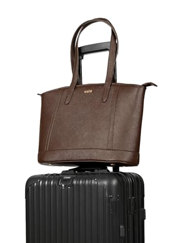 eske Yara Vegan Leather Tote Bag For Women (Brown Saffiano)