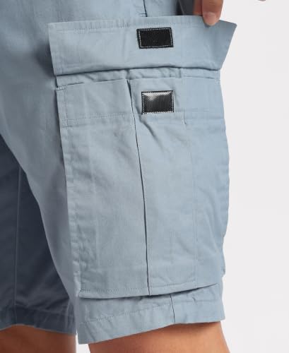 Jockey MZ08 Men Super Combed Cotton Woven Straight Fit Cargo Shorts with Seven Pockets_Windward Blue_M