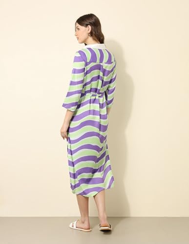 U.S. POLO ASSN. Women's Polyester Shirt Midi Dress (UWSS25DRS158 Multicolor