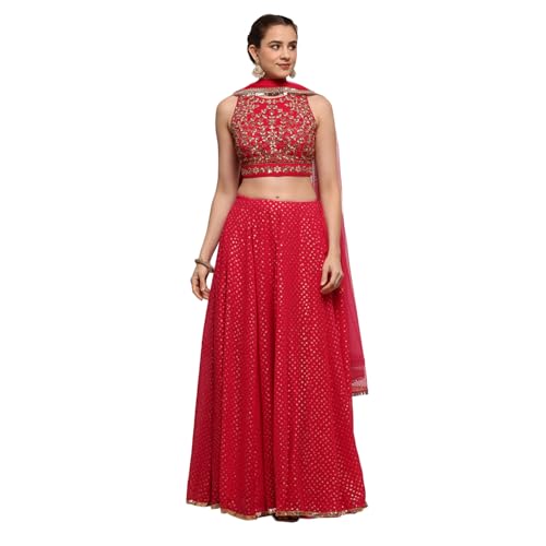 Biba Women Fuchsia Polyester Printed Lehenga Set_42