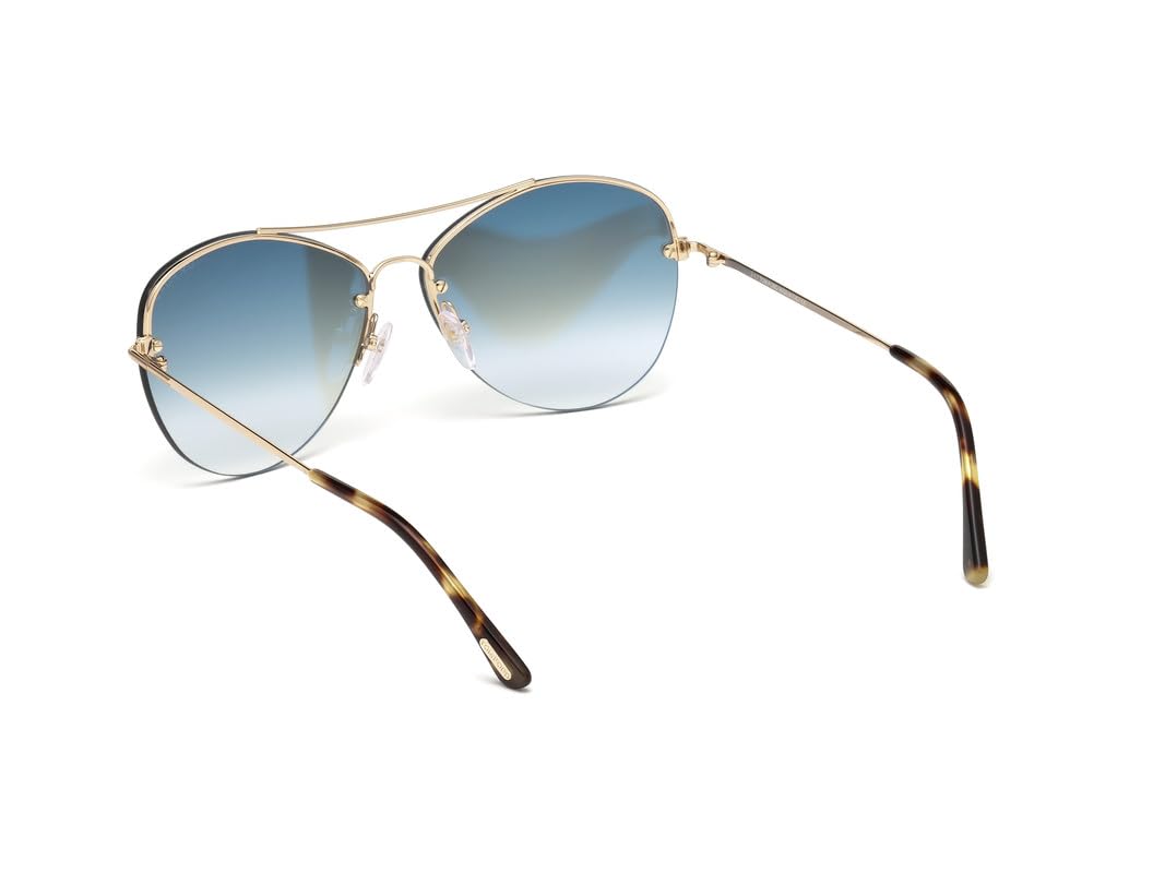 Tom Ford UV Protected Gold Aviator Half rim Sunglasses for Men - FT0566 60 28W