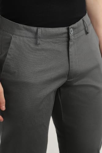 Men Grey Solid Casual Trousers