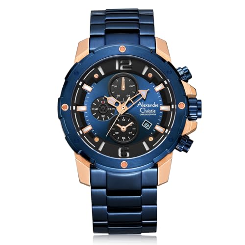 Alexandre Christie 6410MCBURBU Men Chronograph Quartz Watch 47mm