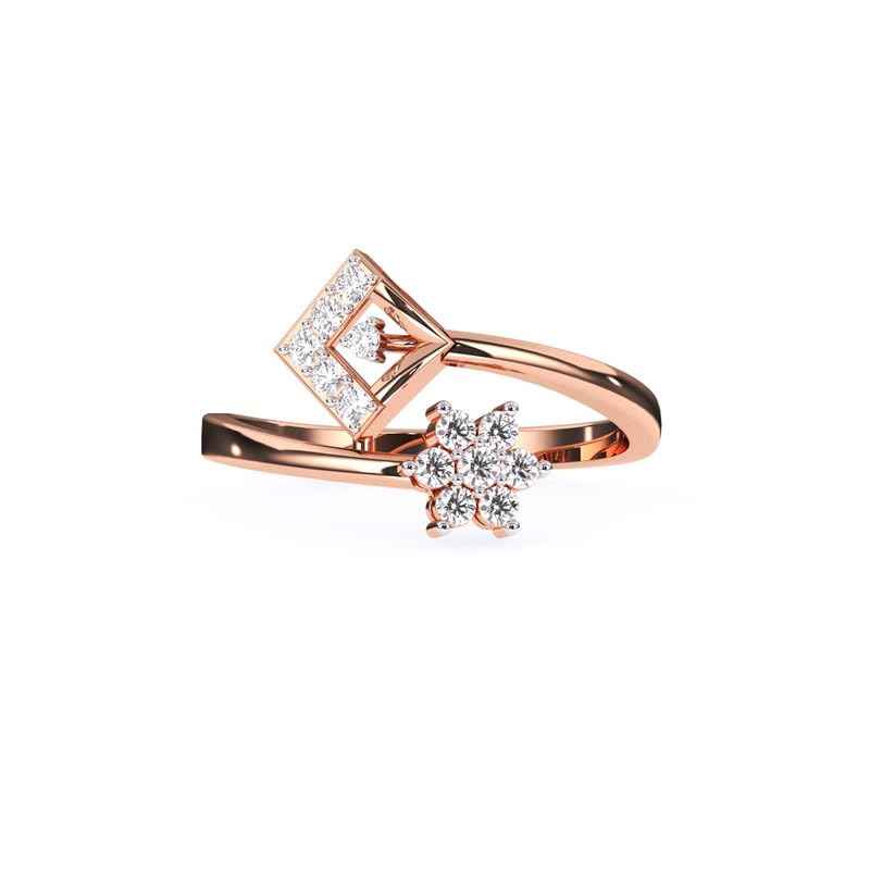 AYAANI 14k Gold Ring with Lab Grown Diamond for Women (Rose Gold_Ring Size 10)