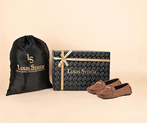 LOUIS STITCH Women’s Tan Premium Slip-On Loafers with Buckle | Elegant Solid Slip-On Comfort Shoes for Casual and Formal Wear | Slip-On Loafer Shoes for Women | LSLD-BLR-HS04-TN | UK-5