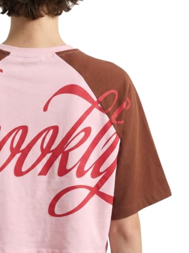 ONLY Women's Typographic Boxy Fit Pink T-Shirt