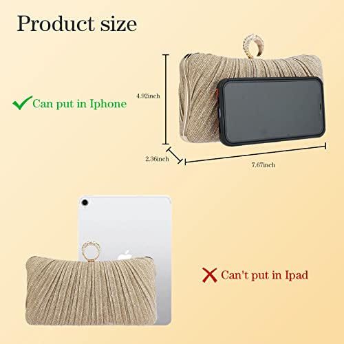 Mastyle® Pleated Glitter Clutch Bag With Metal Shimmer Lock Closure For Women