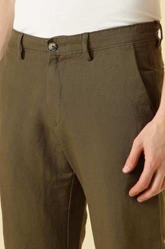 Men Brown Solid Casual Trousers