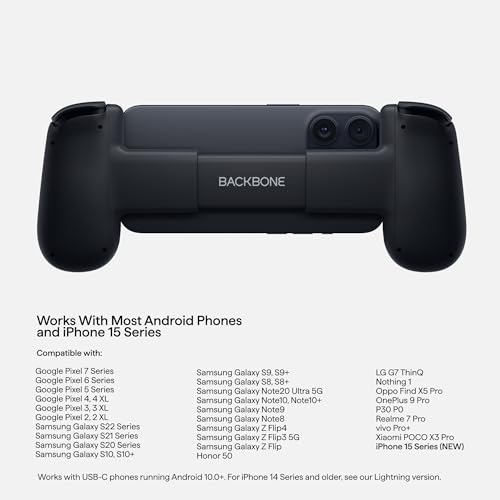 Backbone One Mobile Gaming Controller for Android and iPhone 15 Series (USB-C) - 2nd Gen - Turn Your Phone into a Gaming Console - Play Xbox, PlayStation, Call of Duty, Roblox, Genshin Impact & More