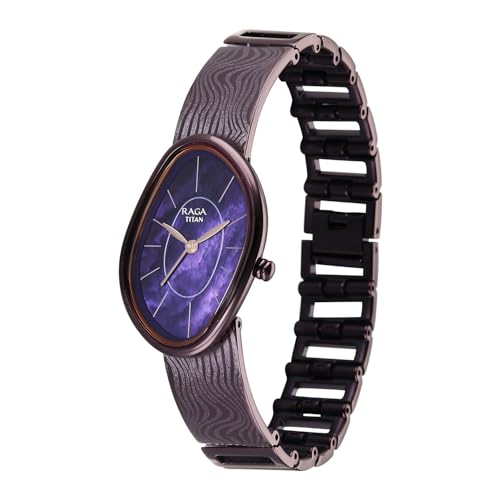 Titan Raga Sierra with Prune Dial Prune Brass Strap Watch for Women - 95390QM01