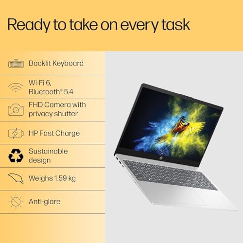 HP 15 Laptop, AMD Ryzen 7 5825U [16GB DDR4,512GB SSD] [Win11, Office Home'2024/M365 Basic(1yr)*] [Anti-Glare,Micro-Edge,15.6''/39.6cm FHD]Silver,1.59kg [Backlit KB+FHD Camera+Radeon Graphics] fc0533AU