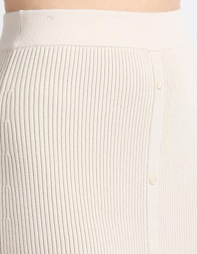 Calvin Klein Women Embroidered Slim Beige Skirt (M) - J219981ACF