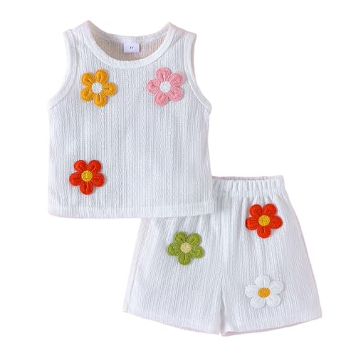 Hoscotch Girls Textured White Sleeveless Short Set For Ages (5-6 Years)