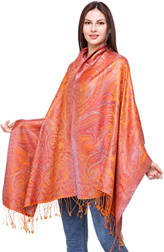 Exotic India Women's Silk Stole (SHW76_Honey Suckle_Free Size)