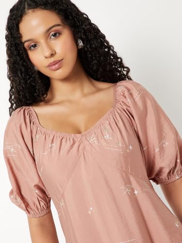 Max Women's Polyester A-Line Below The Knee Dress (SD510003_Blush