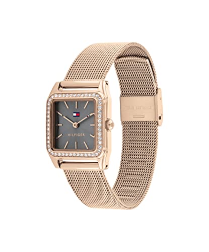 Tommy Hilfiger Grey Dial Golden Stainless Steel Strap Analog Watch for Women-TH1782610