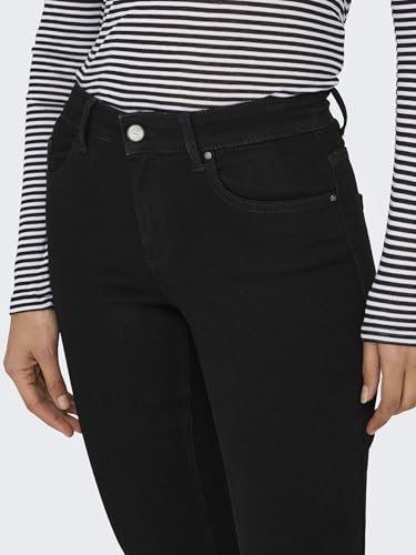 ONLY Women Cotton Blend Stretchable Mid-Rise Bootcut Black Jeans