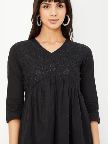 Max Women's Cotton Blend Kurta Set (COKO53001B_Black