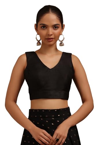 Soch Womens Black Tussar Solid Padded Blouse