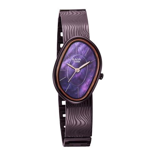 Titan Raga Sierra with Prune Dial Prune Brass Strap Watch for Women - 95390QM01