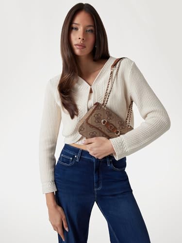 Guess Women's Latte Logo Printed Crossbody Bag| Ladies Purse Handbags | Gift For Ladies