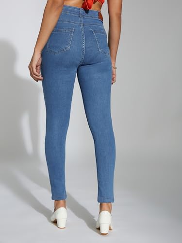 Miss Chase Women's Skinny High-Rise Cropped Denim Jeans (MCAW25DEN62-51-WXE-36, Huckleberry Blue, 36)