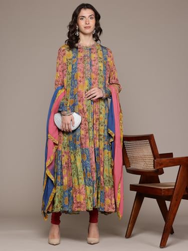 Multi Ruhaani Kurta with Churidar and Dupatta Multicolour