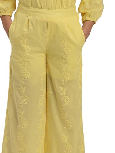 VERO MODA Girl Mid Rise Straight Fit Yellow Pants