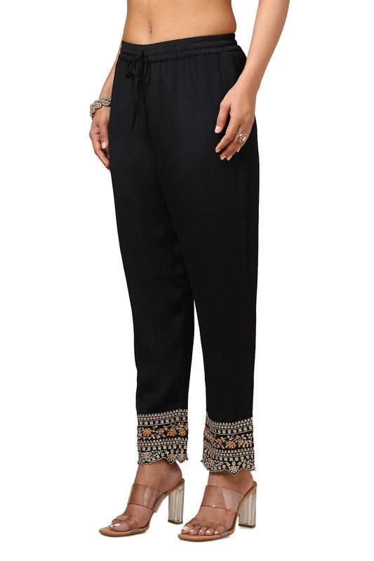 Soch Womens Black Chinon Embroidered Anarkali Suit Set With Sequins