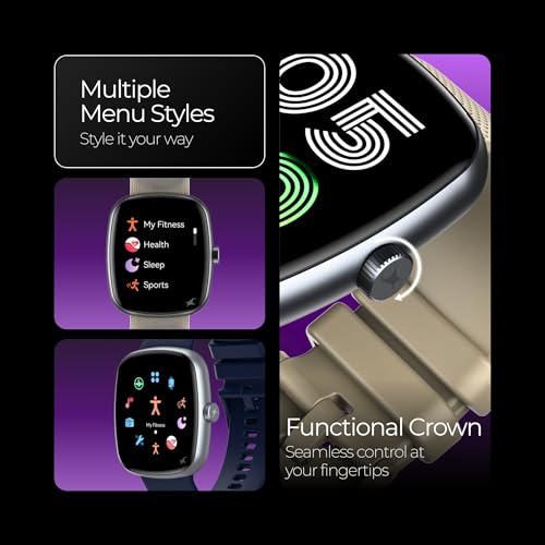 Fastrack Jupiter S3 Smartwatch with 1.83” TFT 2.5D Display, Push Button & Rotary Crown,BT Calling,HRM, SpO2 & Sleep Tracking,Multiple Menu Styles,IP68,24/7 Health Suite,Up to 5 Days Battery - Grey