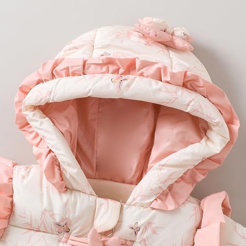 Hopscotch Girls Peach Full Sleeves 3D Butterfly Applique Ruffled Long Coat For Age (2-3 Years)