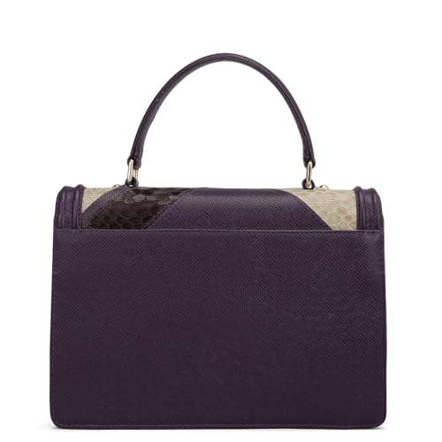 Da Milano Leather Satchel Bag for Women - Purple & Frost