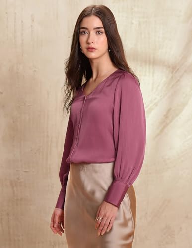 U.S. Polo ASSN. Crinkled Satin Top (UWAW25TOP325_Purple_M)