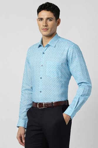 Peter England Men's Regular Fit Shirt (PESFWNUBL67115_Blue