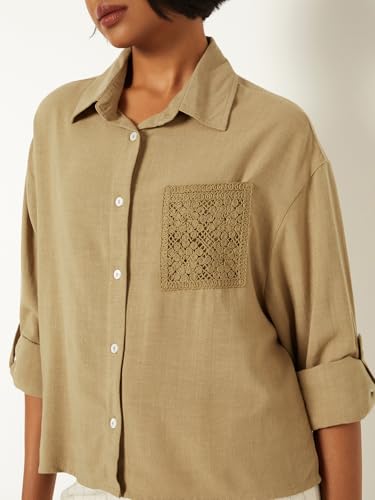 Max Women Solid Shirt (Beige_XXL)