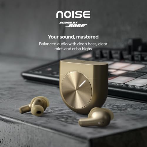 Noise Master Buds 2 with Sound by Bose Truly Wireless Earbuds (2026),51dB Adaptive ANC, Hi-Res LHDC Audio,360° Spatial Audio with Head Tracking, 6-mic ENC, Dual Pairing, Fast Charge & BT v6.1 (Aurum)
